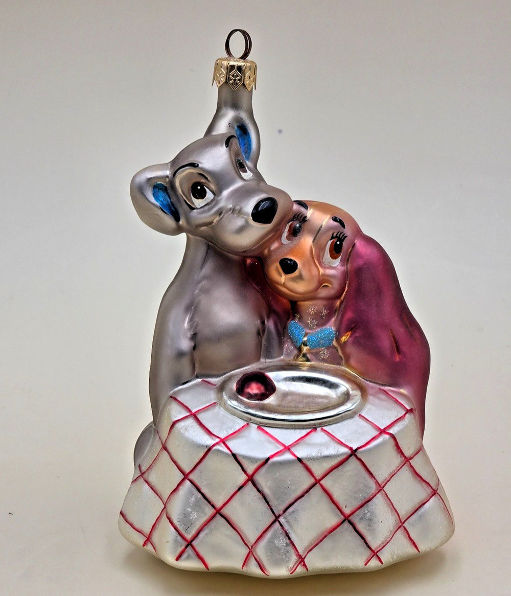 Rare Christopher Radko Disney Lady & Tramp Glass Ornament 1998 Classic Vintage